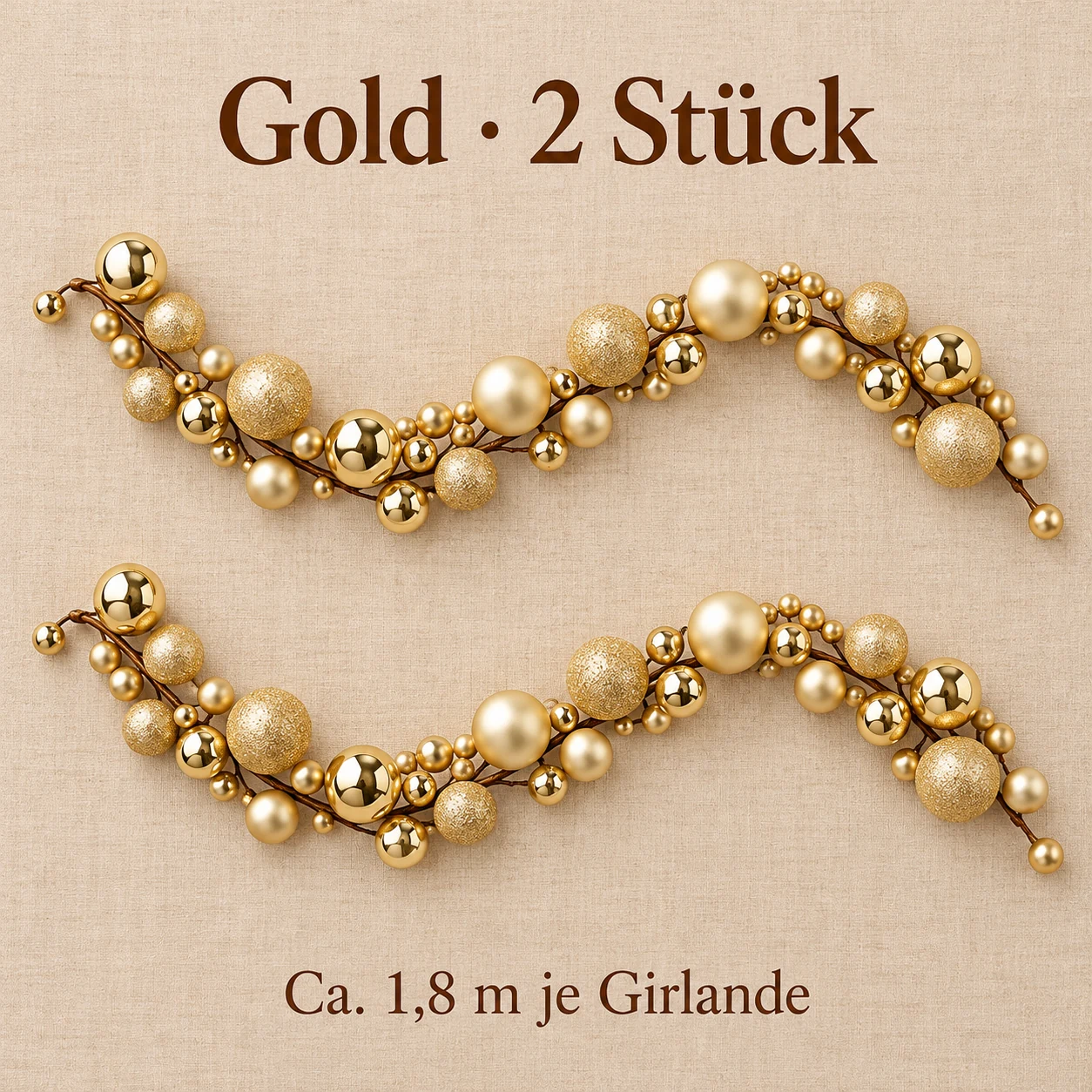 Weihnachtskugel-Girlande – ca. 1,8 m