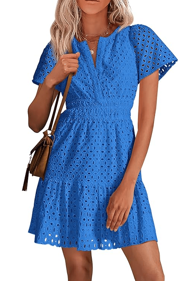 Women’s Summer V-Neck Lace Mini Dress (Buy 2 Free Shipping)