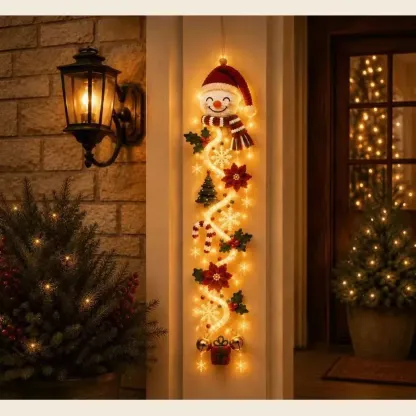Glowing Christmas Door Hanger – Light-Up Vertical Holiday Décor