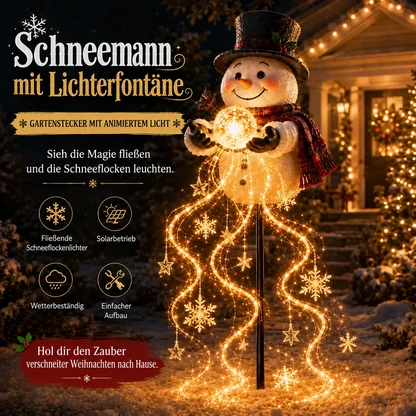 Solar-Weihnachtsgartenlicht mit Schneemann und magischem Fontäneneffekt