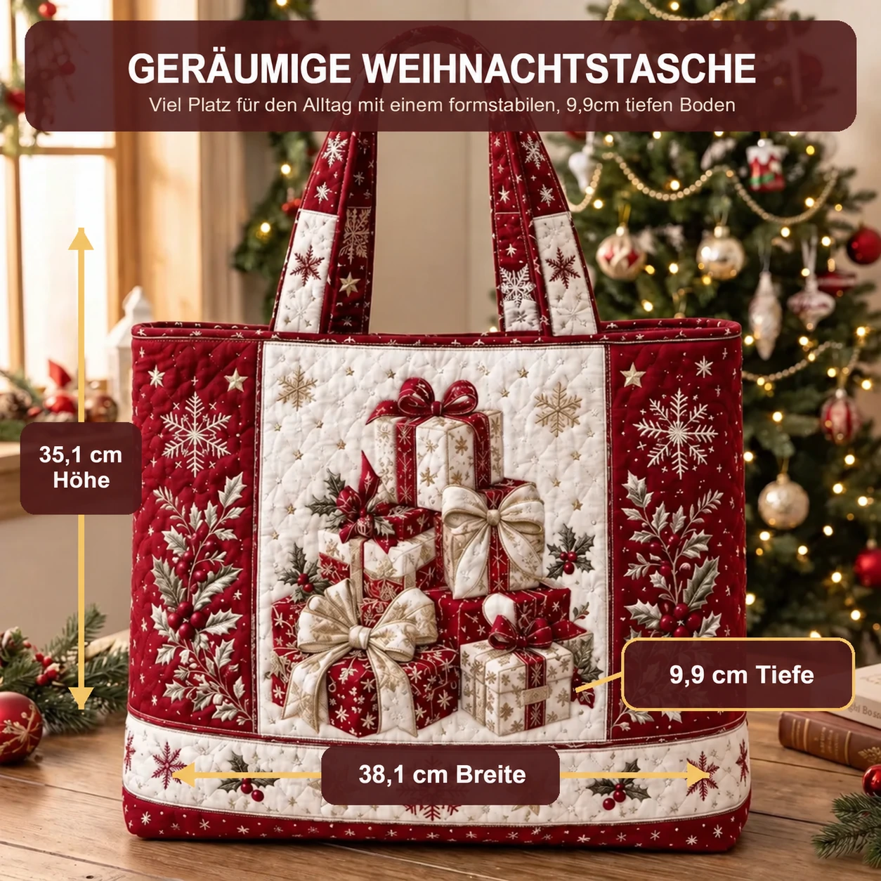 Gesteppte Weihnachtstasche