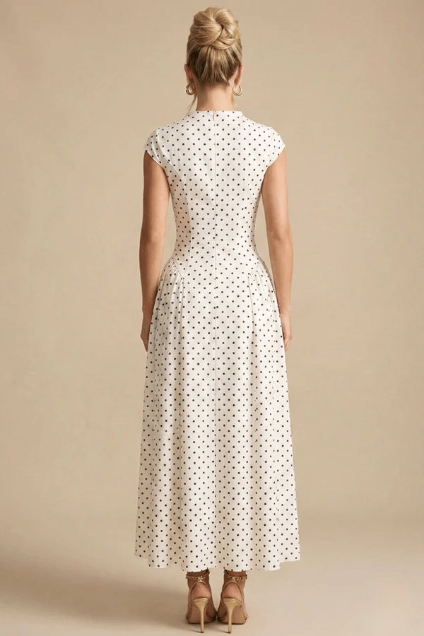Women’s Polka Dot Maxi Dress – Sleeveless A-Line Long Dress