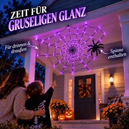 Halloween-Spinnennetzbeleuchtung mit 70 LEDs und Spinne