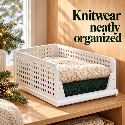 Stackable Open-Front Clothing Storage Baskets