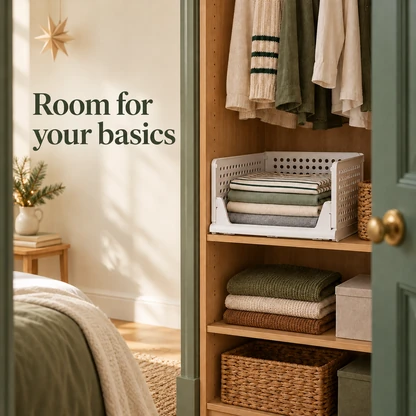 Stackable Open-Front Clothing Storage Baskets