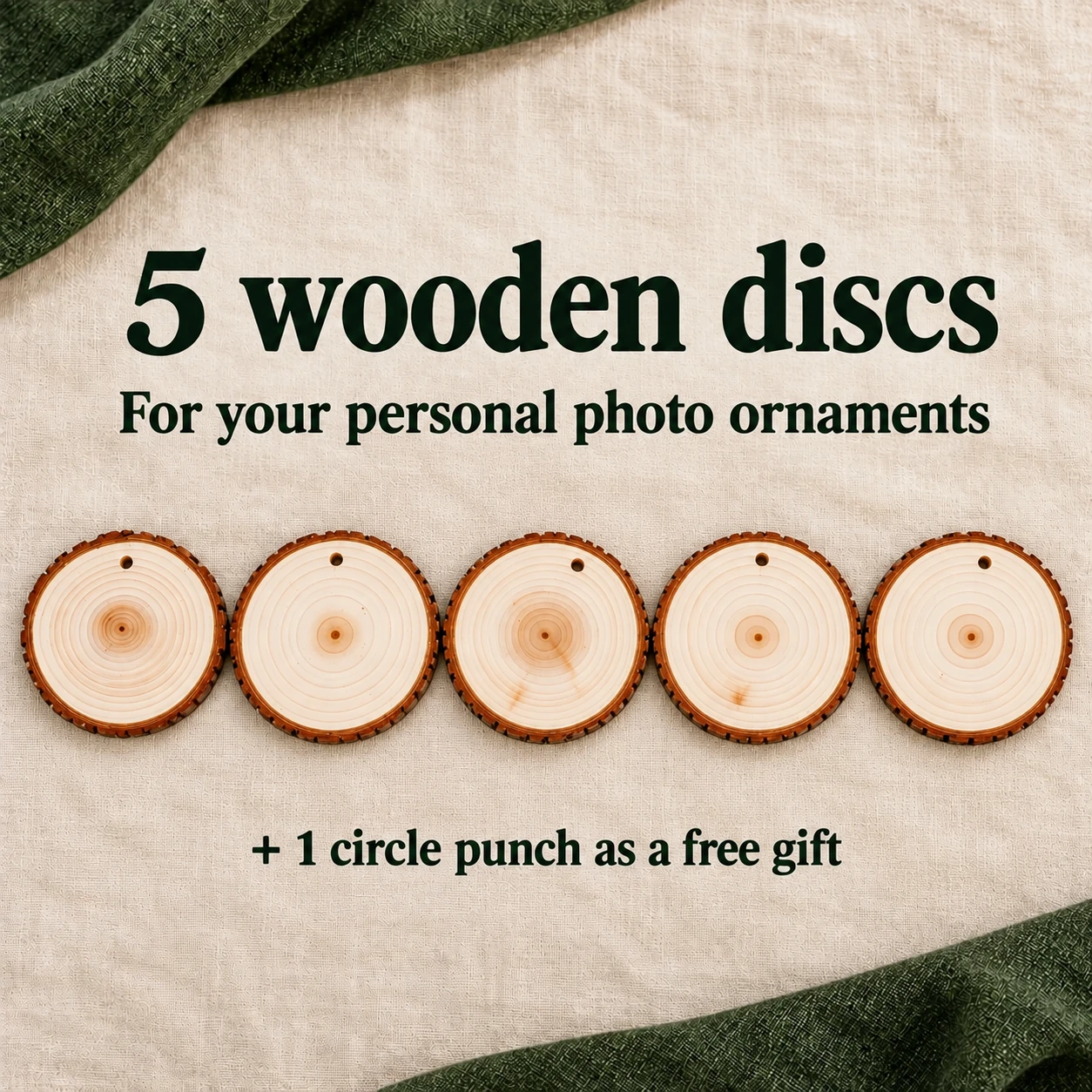 5 wooden discs