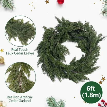 Lush Real-Touch Faux Cedar Christmas Garland