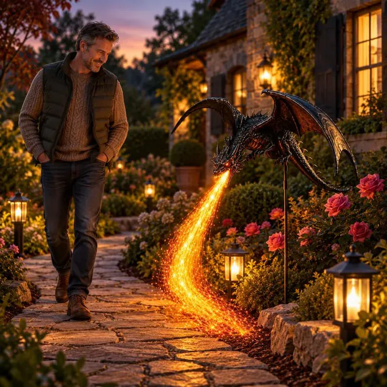 Halloween Fire-Breathing Dragon Solar Garden Stake Light