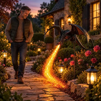 Halloween Fire-Breathing Dragon Solar Garden Stake Light