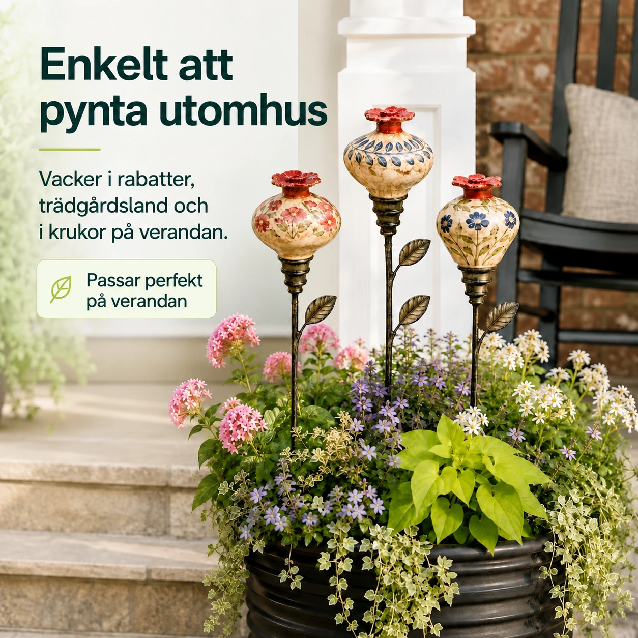 Keramikmatare med växtmönster