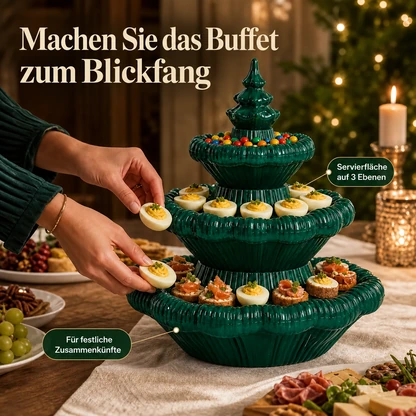 Festliche dreistöckige Weihnachtsbaum-Servierplatte