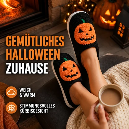 Gemütliche Kürbis-Plüschhausschuhe