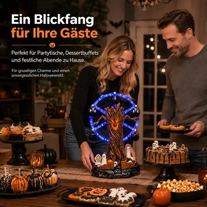 Animierte Halloween-Tischdekoration mit Spukbaum und Riesenrad
