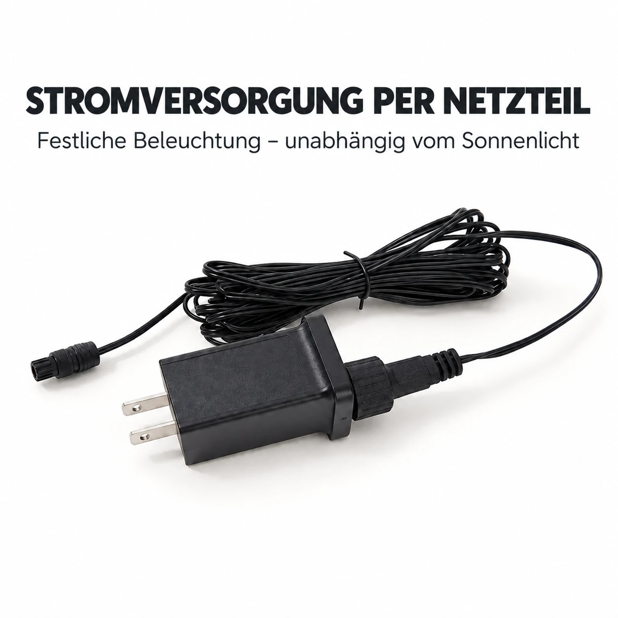 Bunte Weihnachts-Zaunbeleuchtung mit Niederspannungs-Netzanschluss – 5-teiliges Set