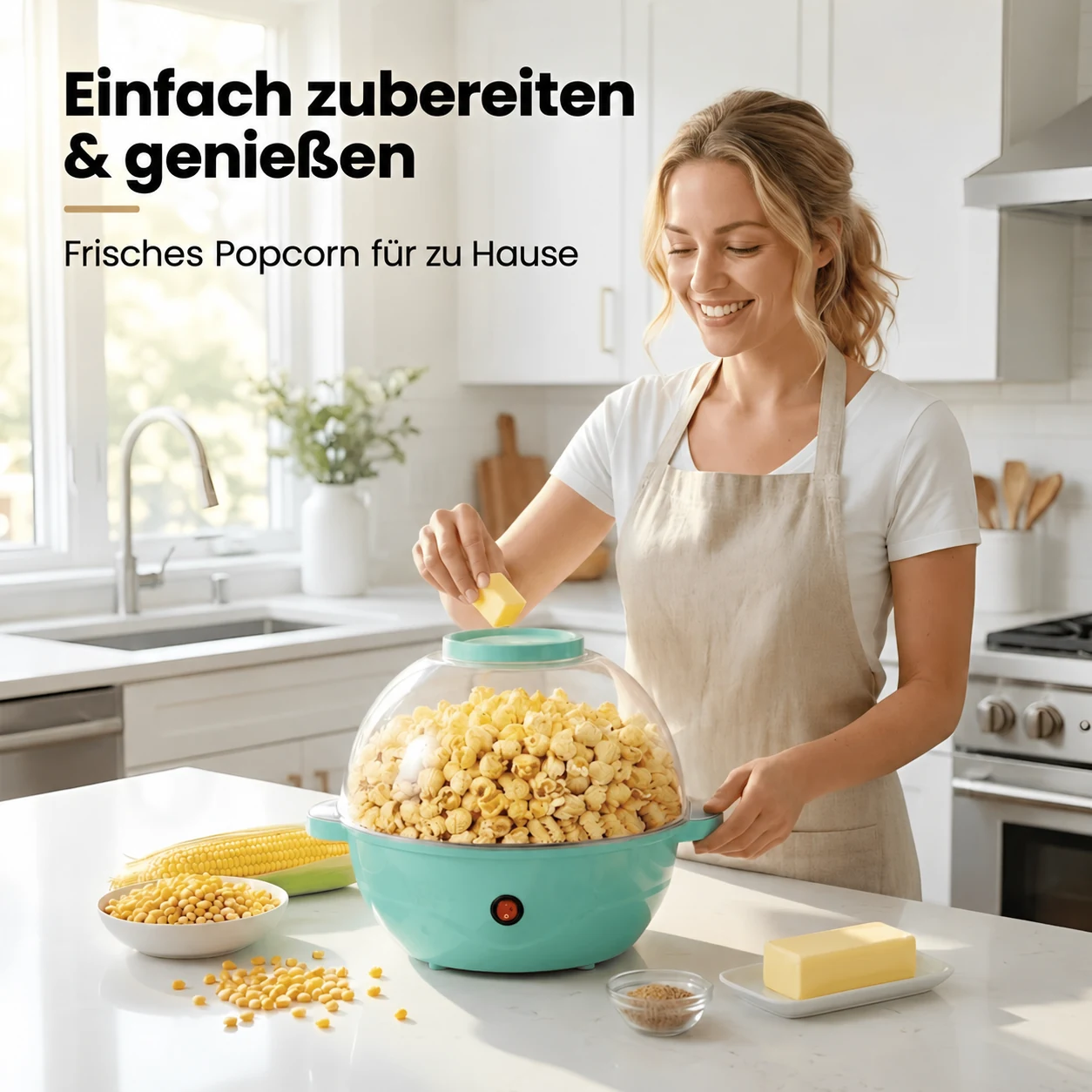 Popcornmaschine mit automatischem Rührwerk – 500 W, EU-Ausführung