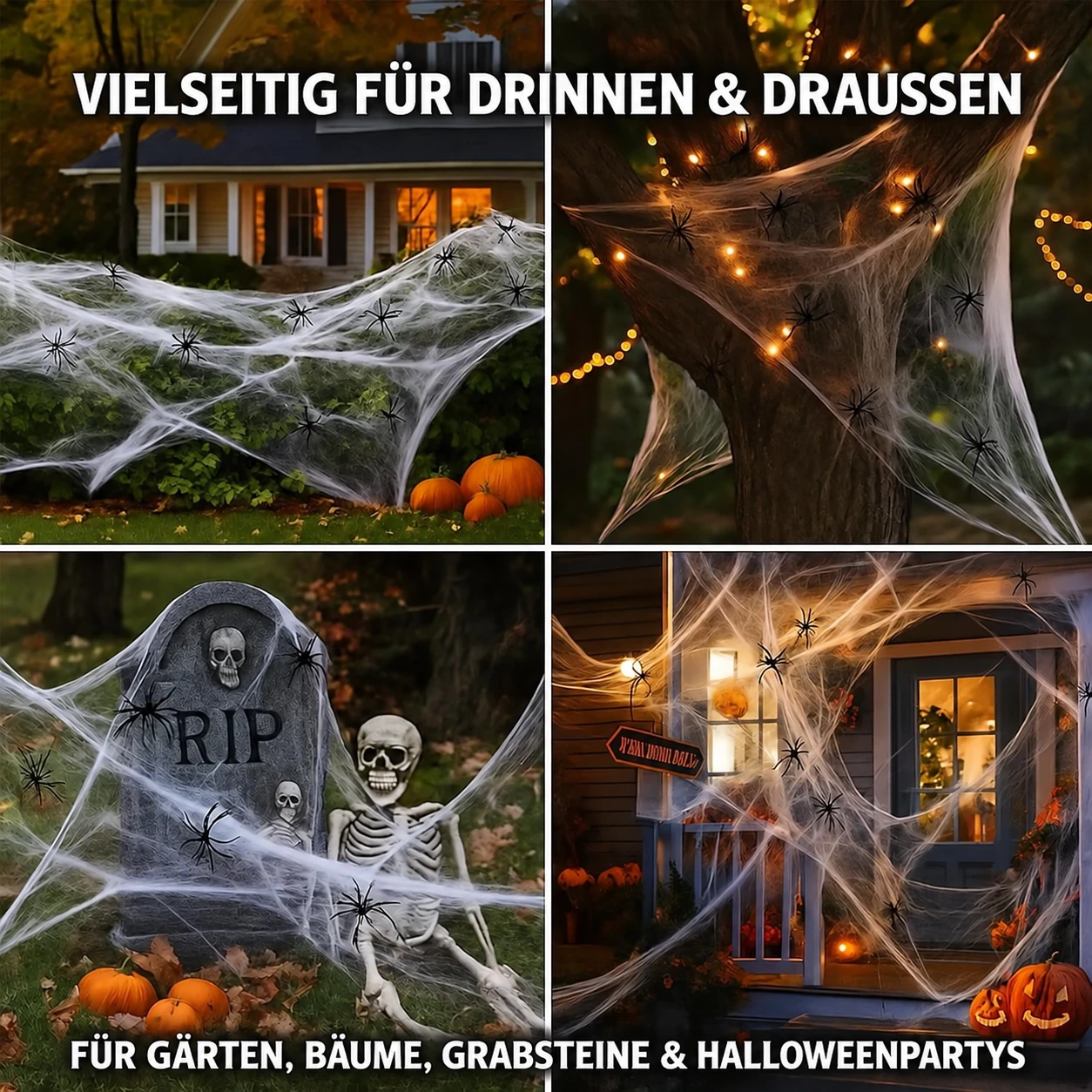 Dehnbares Halloween-Spinnennetz-Dekorationsset
