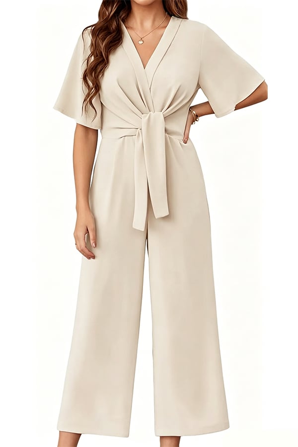 Women's Elegant Wide-Leg V-Neck Jumpsuit（Buy 2 Free Shipping）