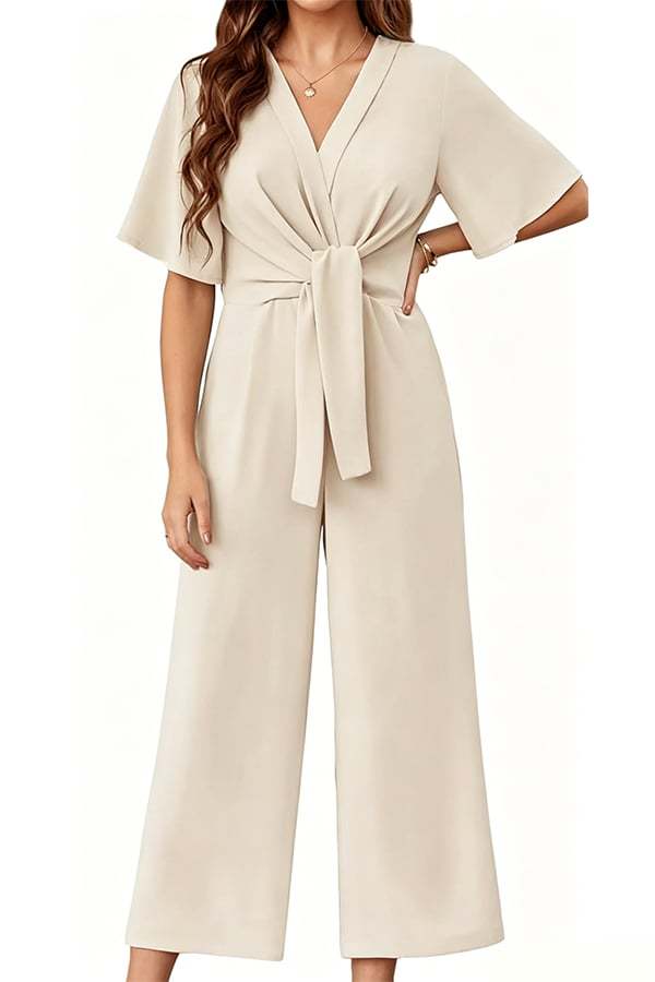 Women's Elegant Wide-Leg V-Neck Jumpsuit（Buy 2 Free Shipping）