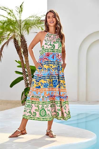 Women’s Bohemian Summer Maxi Dress with Spaghetti Straps（Buy 2 Free Shipping）