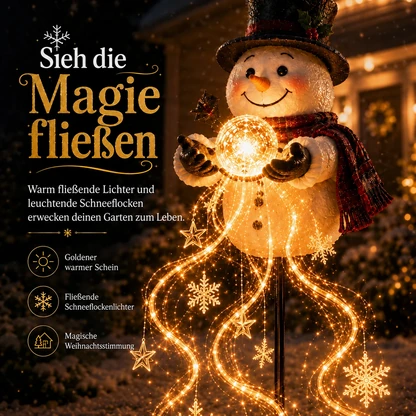 Solar-Weihnachtsgartenlicht mit Schneemann und magischem Fontäneneffekt