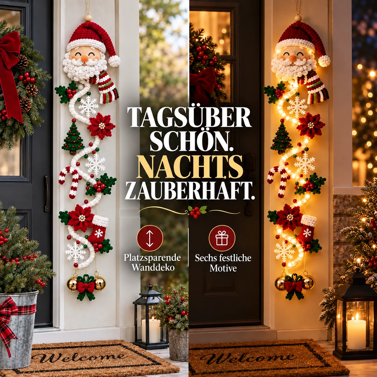 Leuchtender Weihnachts-Türhänger – beleuchtete vertikale Weihnachtsdekoration