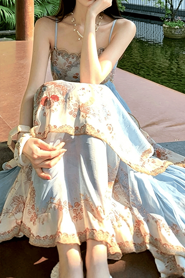 Women's Printed Tiered Swing Maxi Dress（Buy 2 Free Shipping）