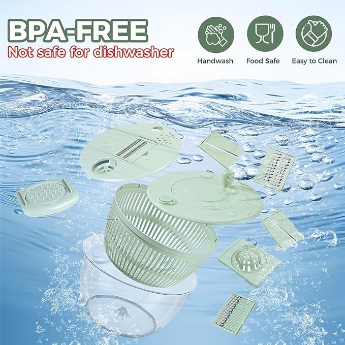 🥗 Large Capacity Salad Spinner Set with Multi-Blade Prep System