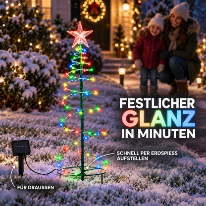 Solarbetriebene spiralförmige Weihnachtsbaumbeleuchtung mit Sternspitze
