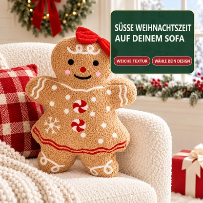 Weihnachtliches Lebkuchenmann-Kissen – 17,7 Zoll