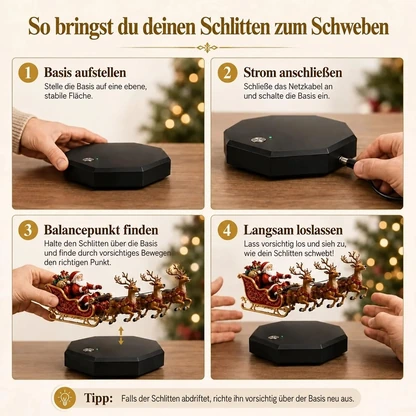 Schwebender Weihnachtsmannschlitten – magnetisch schwebende Weihnachtsdekoration
