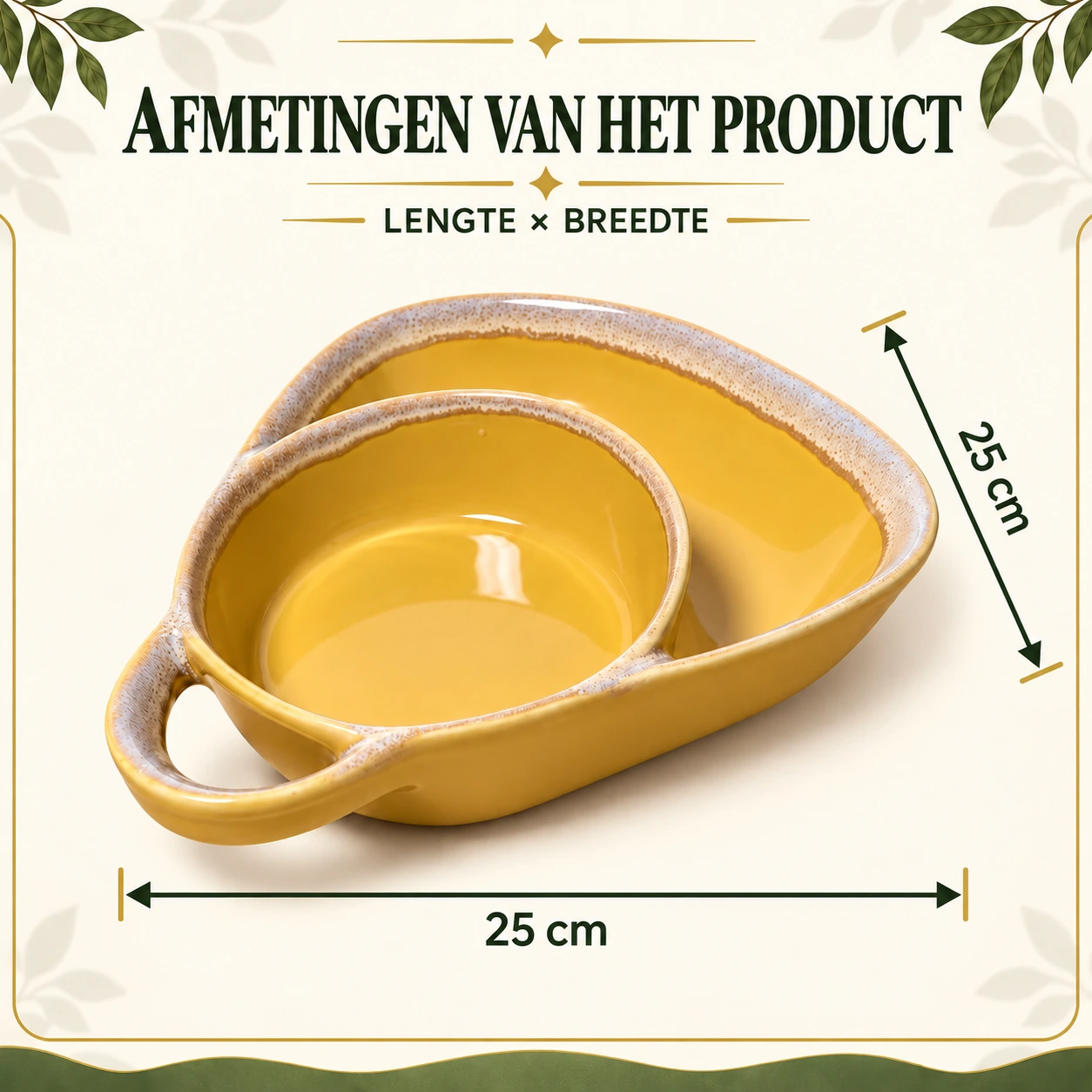 Afmetingen en verhoudingen van de keramische schaal