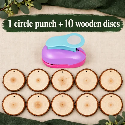 Photo Ornament Craft Kit with Circle Punch & Wooden Discs