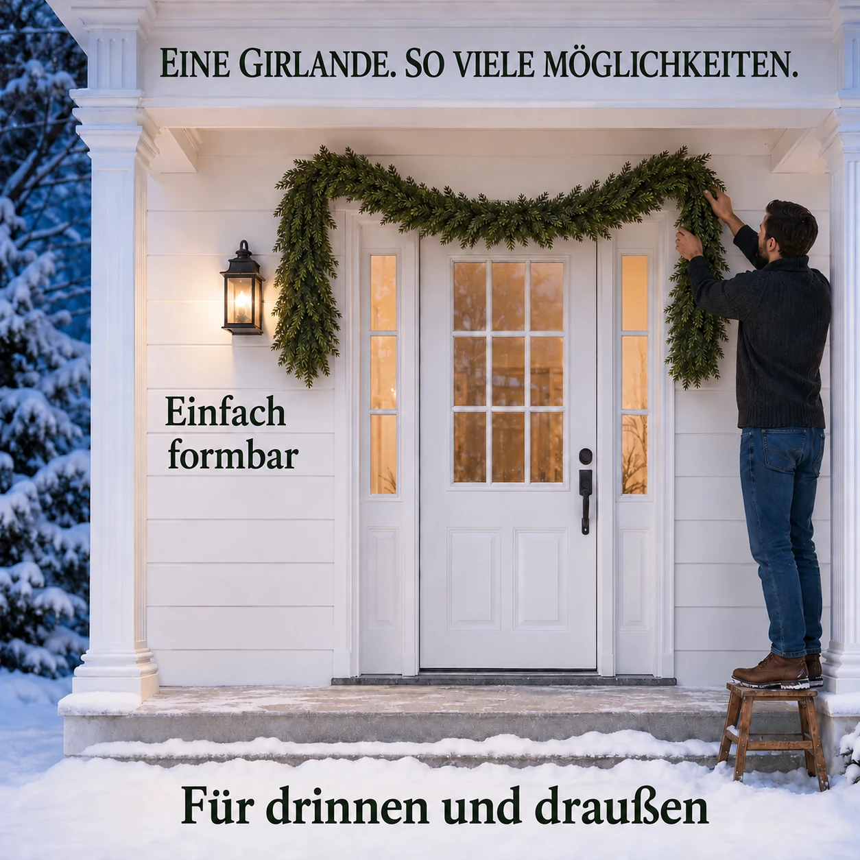 Üppige künstliche Zedern-Weihnachtsgirlande mit naturgetreuer Haptik