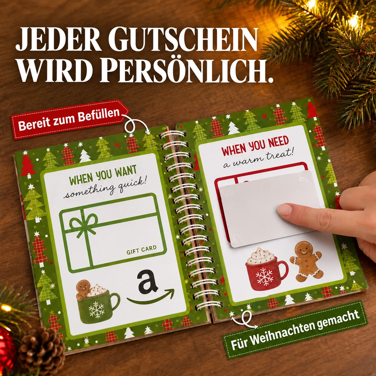 Weihnachtliches Geschenkkartenbuch voller fröhlicher Überraschungen