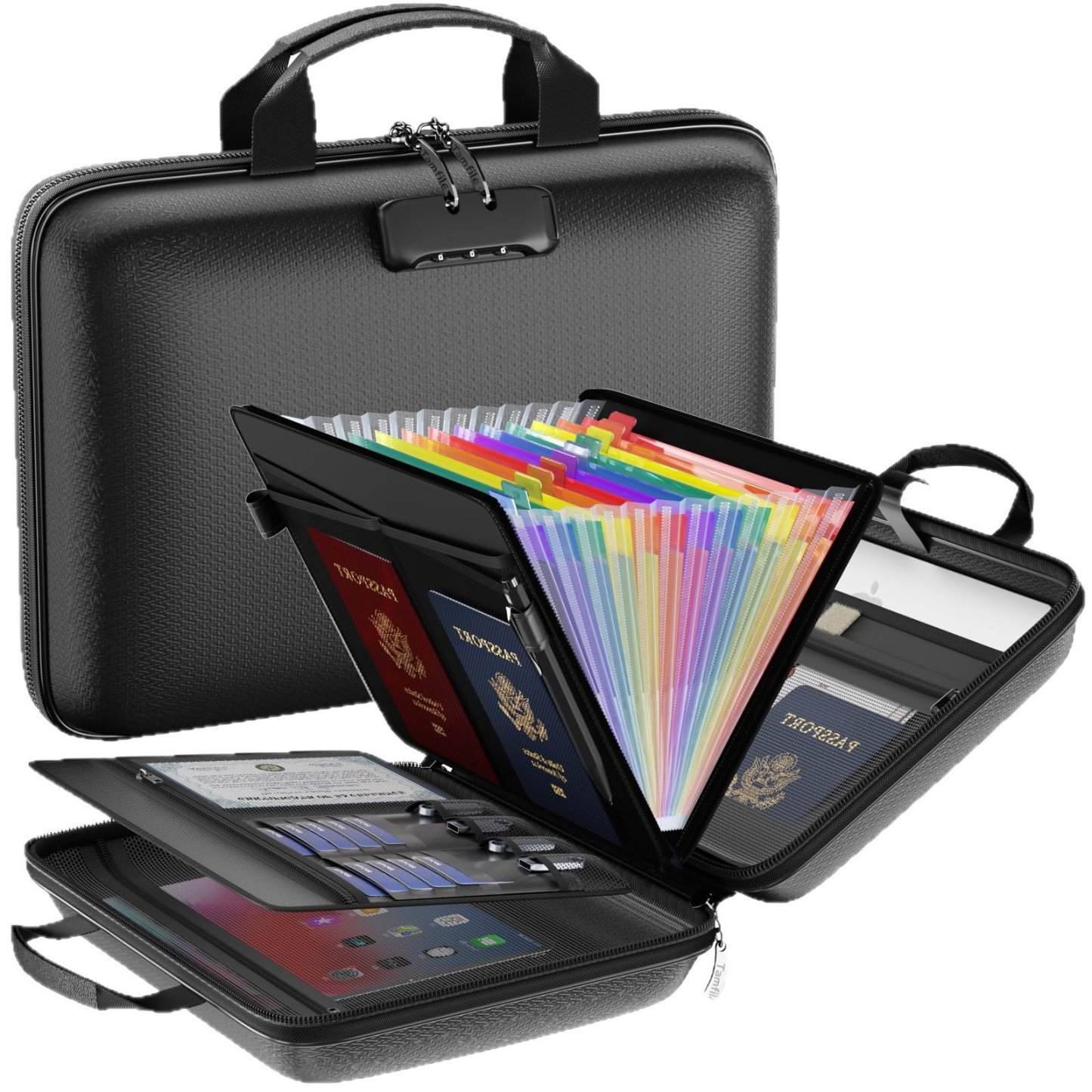 🔐 Hard-Shell Fireproof & Waterproof Document Organizer with Lock