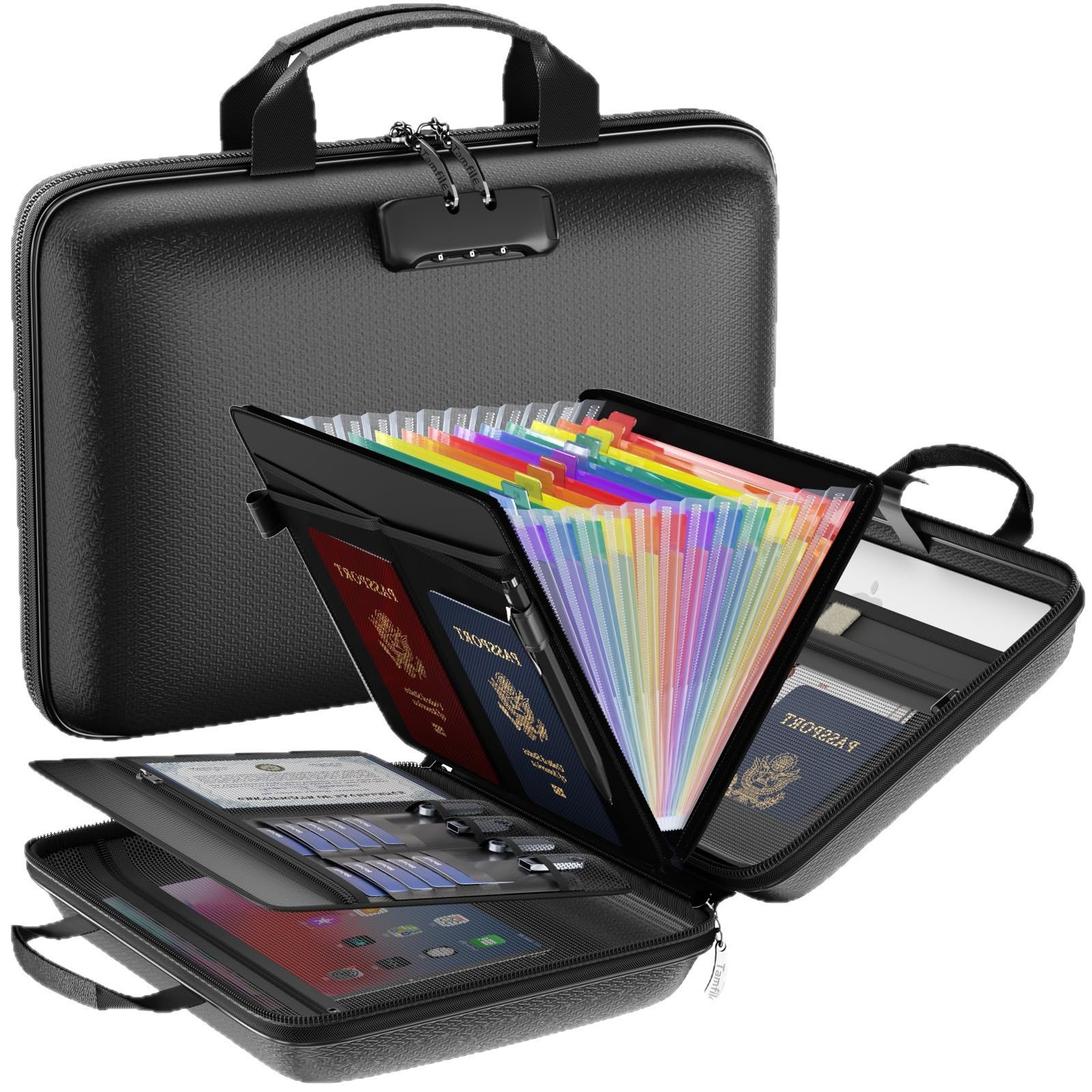 🔐 Hard-Shell Fireproof & Waterproof Document Organizer with Lock