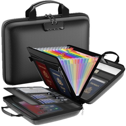 🔐 Hard-Shell Fireproof & Waterproof Document Organizer with Lock