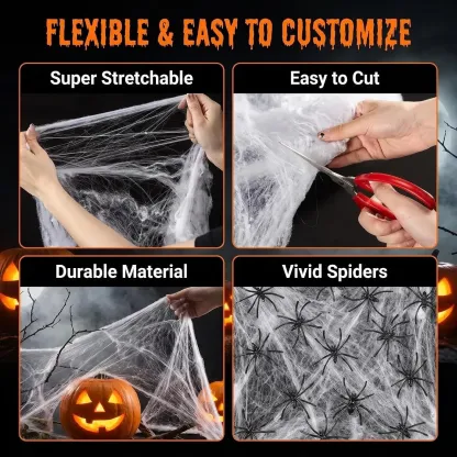 Stretchable Halloween Spider Web Decoration Set