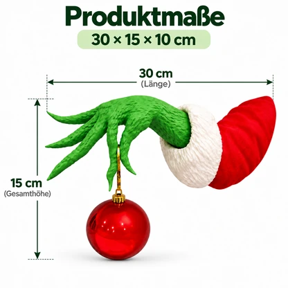 Schelmische grüne Weihnachtshand als Wanddeko