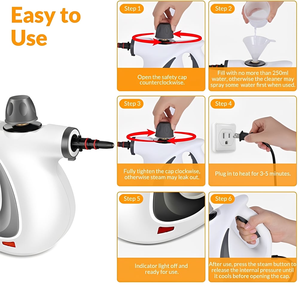 🧼 Multi-Surface Natural Steam Cleaner – Chemical-Free Deep Cleaning Power