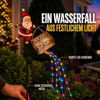 Solar-Gartenleuchte mit Weihnachtsmann und Gießkanne