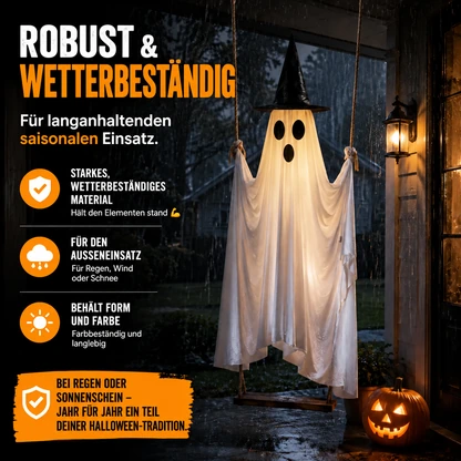 👻Hängender schaukelnder Geist mit LED-Licht als Halloween-Dekoration