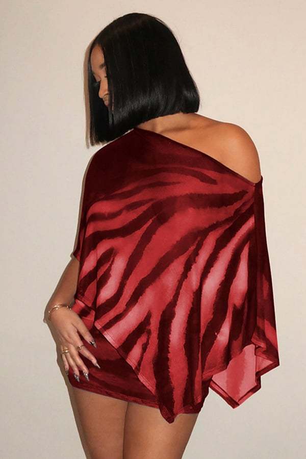 Women’s Off-Shoulder Animal Print Skirt Set