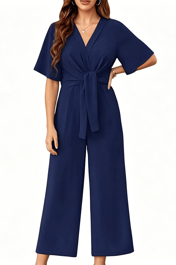 Women's Elegant Wide-Leg V-Neck Jumpsuit（Buy 2 Free Shipping）