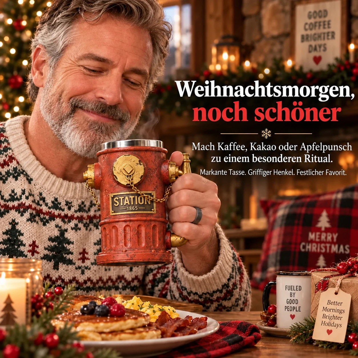 Kaffeetasse im Vintage-Hydrantenstil – Weihnachtsgeschenk