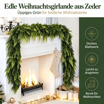 Üppige künstliche Zedern-Weihnachtsgirlande mit naturgetreuer Haptik