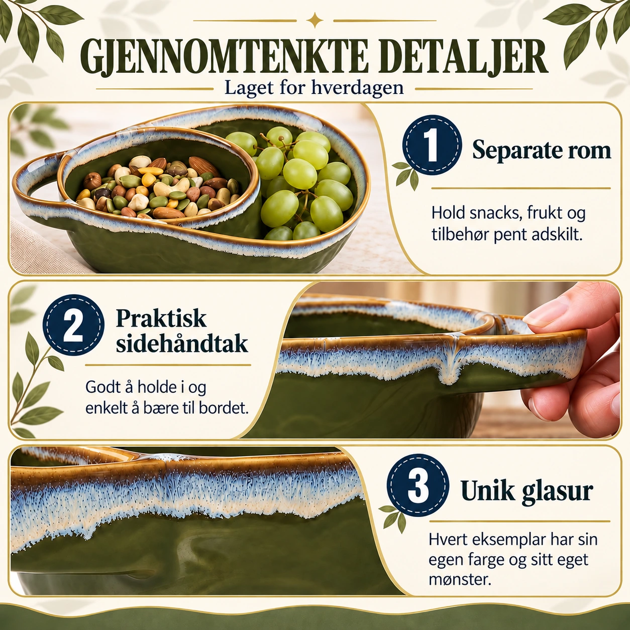 Vedlikeholdsråd og detaljer for keramikkskålen