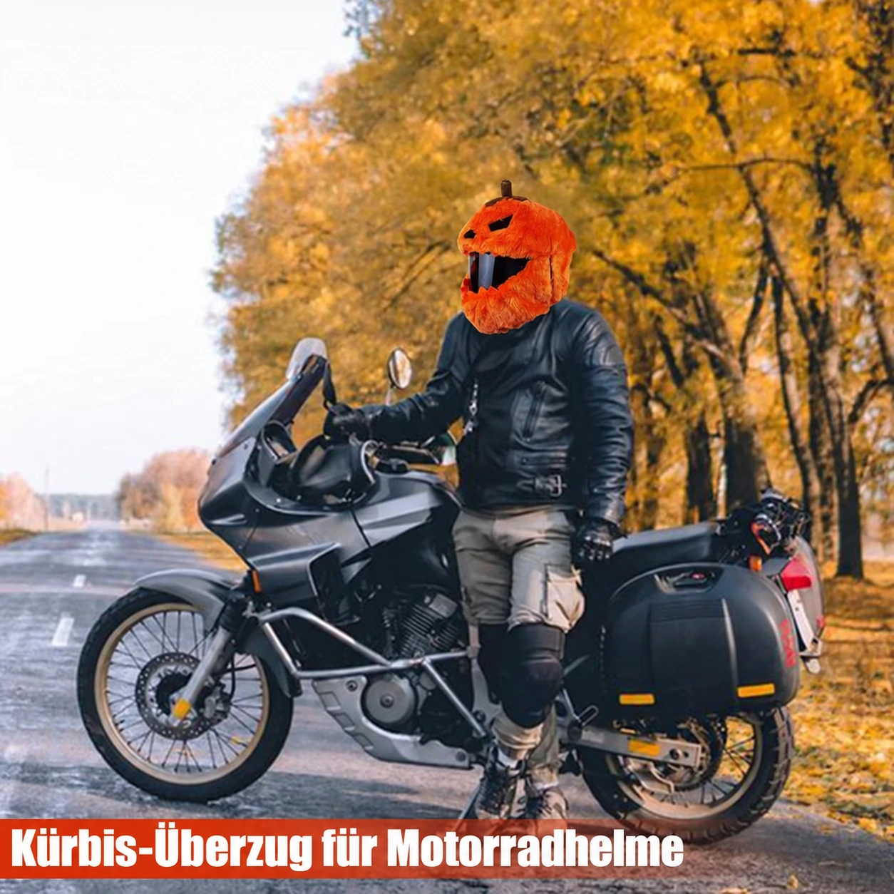 Festliche Plüschbezüge für Motorradhelme – Weihnachtsmann und Kürbis