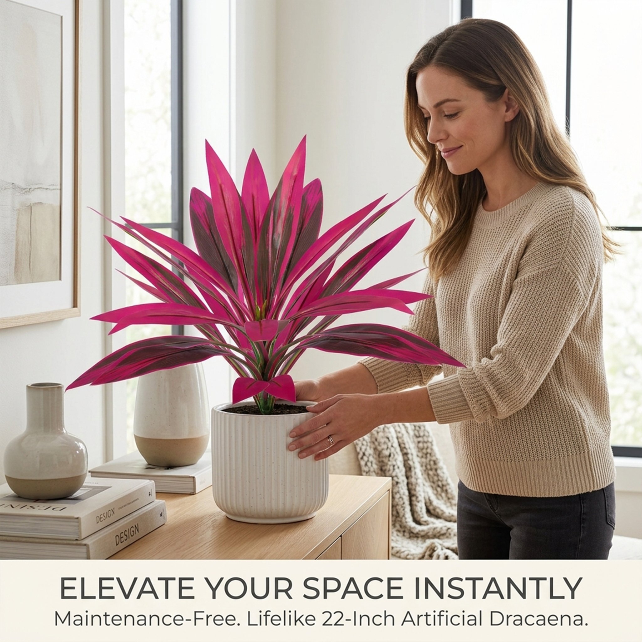 🌿 Artificial Dracaena Plant – Lifelike Indoor Greenery Decor (22 Inch)