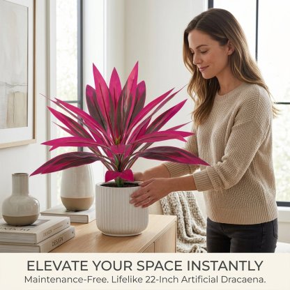 🌿 Artificial Dracaena Plant – Lifelike Indoor Greenery Decor (22 Inch)